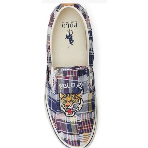 Polo Ralph Lauren Men's Sz 9.5 Keaton Tiger Patchwork Slip-On Sneakers - Picture 2 of 11